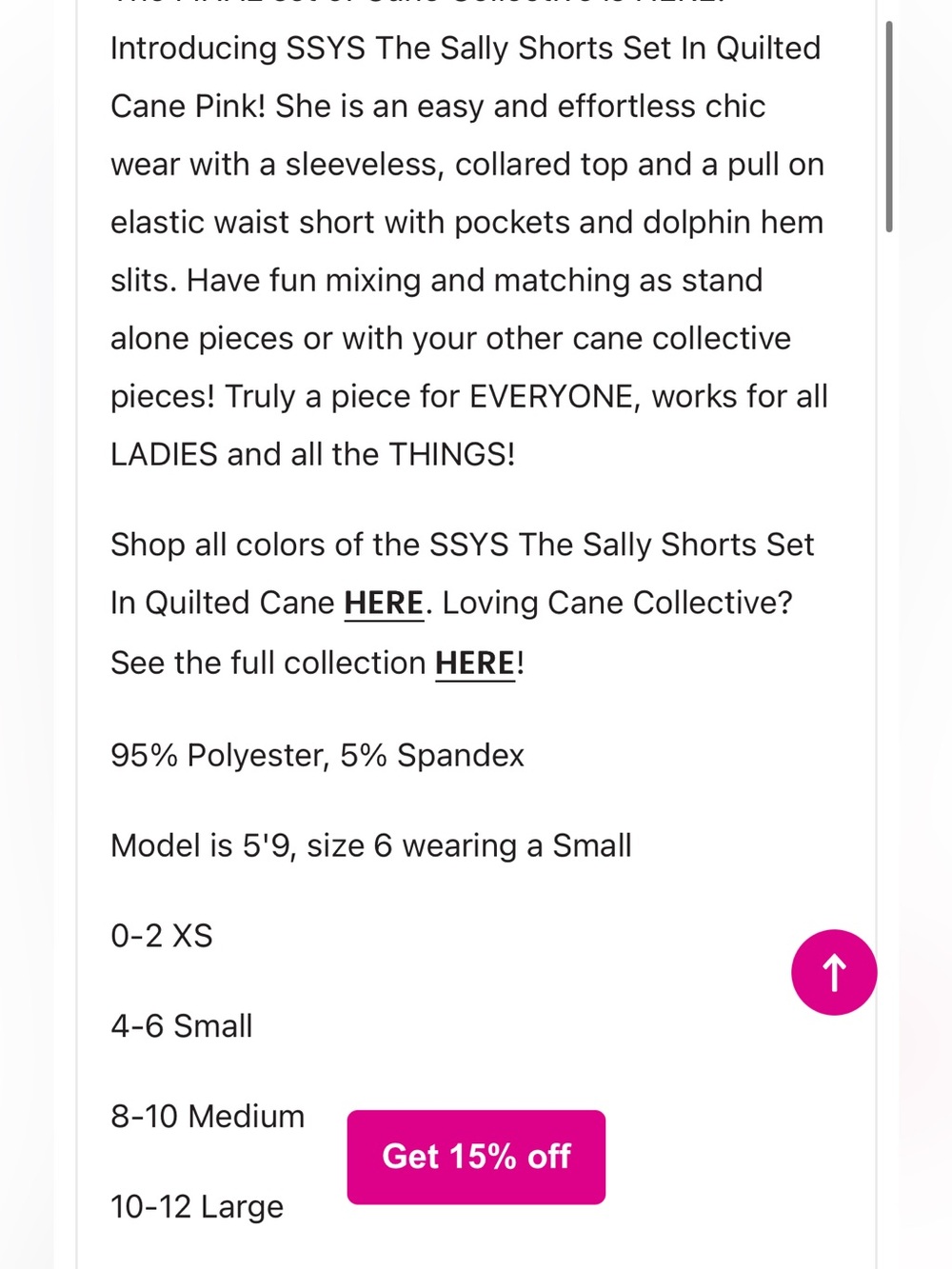 SSYS Boutique 2p The Sally Shorts Set in Quilted Cane Pink Large $88 Pockets - Picture 6 of 13